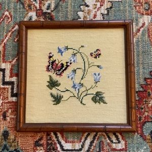 ✨SOLD✨Vintage Cross Stich Flowers/Butterflies